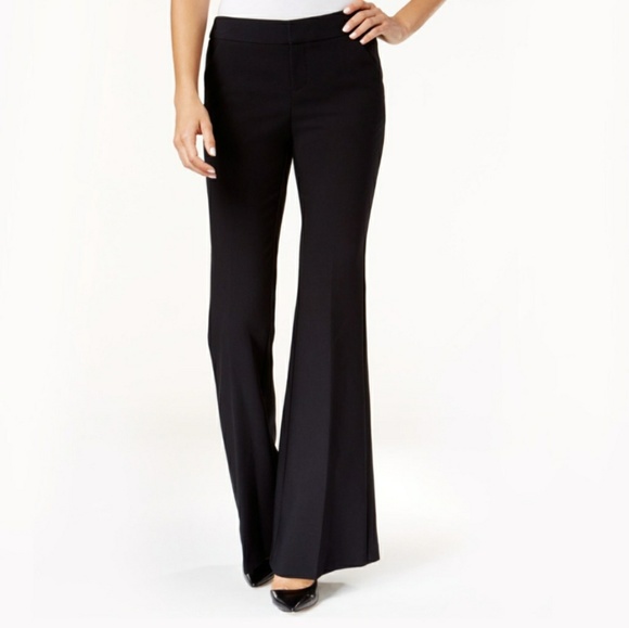 INC FLARE LEG PONTE SHAPER PANTS DEEP BLACK NWT - Picture 1 of 3